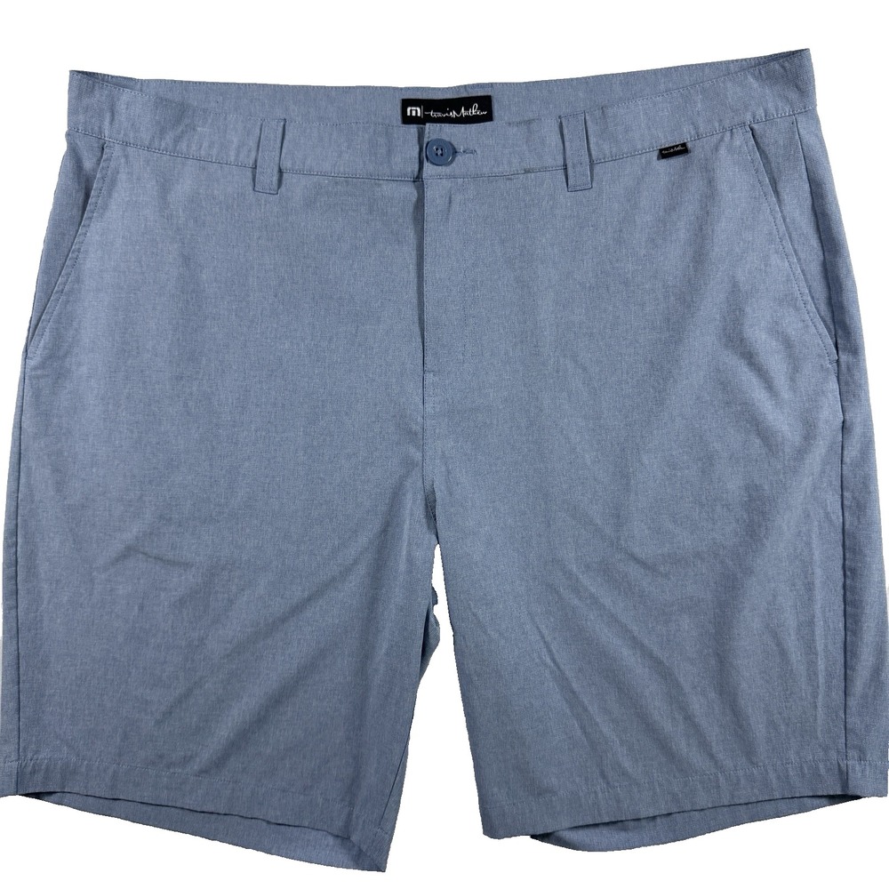 Travis Mathew Performance Golf Shorts Men's‎ 42 Light Blue Flat Front Casual
